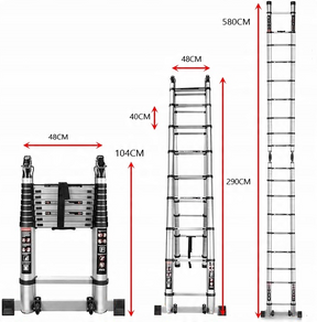 Teleskopický Rebrík 5,8M – Polohovateľný &amp; pevný 